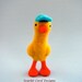 Needle Felted Duck wearing an Aqua Baseball Cap - Yellow Needle Felted Animal