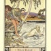 1934 Vintage Print Mermaid Bewitches Young Man . Ideal For Framing.