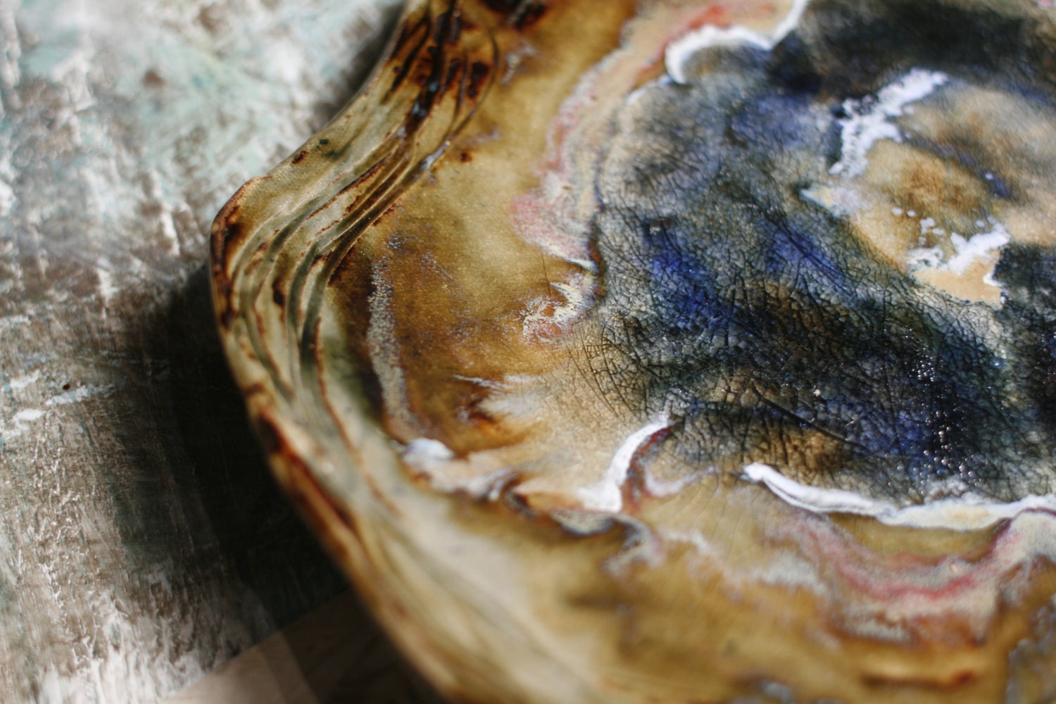 recycled glass organic carved slab platter