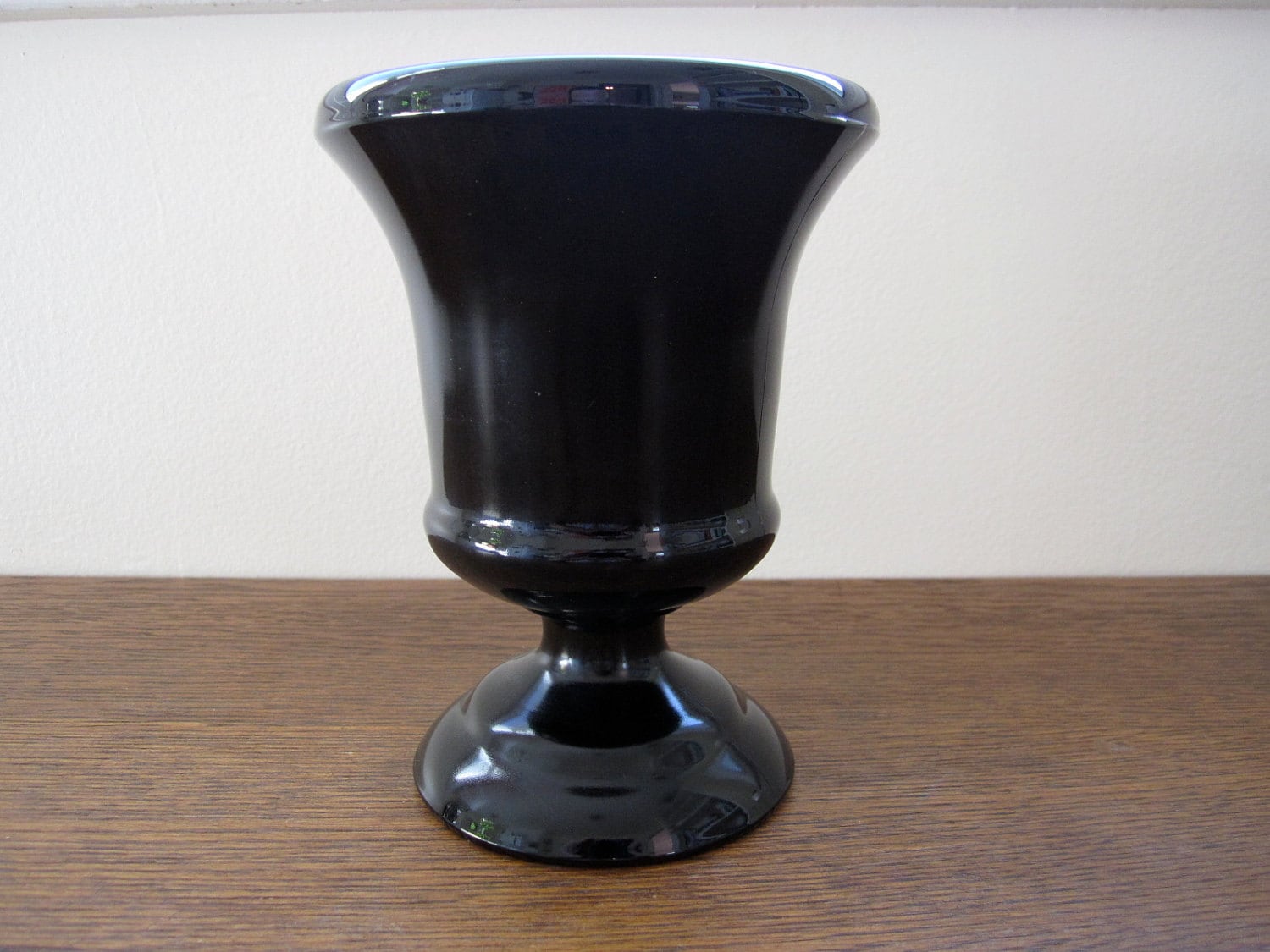 Vintage Black Amethyst Glass Vase Or Planter 5580