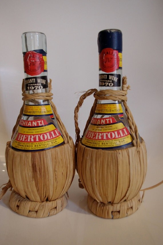 Vintage Chianti Wine Bottles