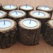 10 Wood Log Tea Light Candle Holders for Woodland Wedding. Black Walnut. All Natural. Rustic. 7 Hour Tea Light Candles Included.