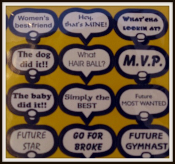 Photo sticker captions for scrapbooking cards and more