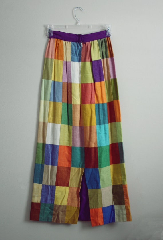 Vintage 1960's Color-block Patchwork Hippie Maxi Skirt