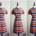 SALE// Vintage 60s Orange stripes Mod Mini Dress. Scooter dress. Size S/M