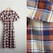 Vintage 60's Plaid Cotton Day Dress. Size M/L