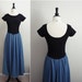 80's Black & Denim Maxi Dress. Full skirt. Size XS/ Small