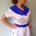 80 white blue polka dot sailor collar double breasted belted wiggle sailor dress L.