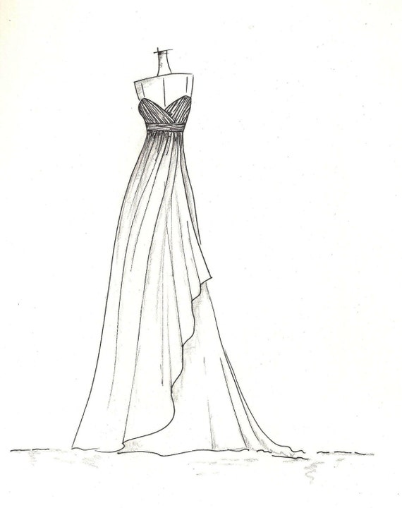 dress sketch of YOUR special dress a perfect gift...