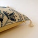10x20 Bolster Pillow Cover - Lite Beige w/ Blue and Gray Cotton Damask - Solid Cream Cotton Percale Back -Throw Pillow with Tassels