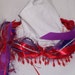 SCARF of RED and PURPLE Ribbons, Red Beaded Fringe, Red Hat Ladies Society