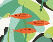 aquarium, EXTRA LARGE mid century design art print