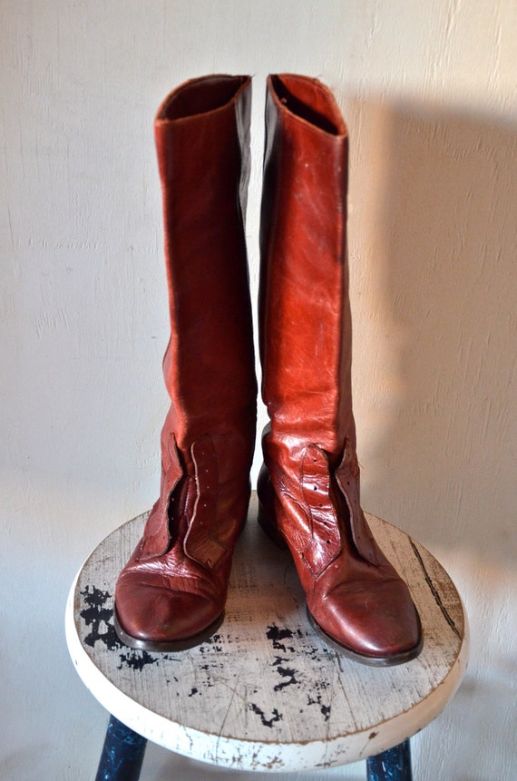SALE Vintage Women's Rust Red Italian Leather Riding Boots
