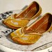 Vintage Women's Gold Indian Slippers Flats Shoes Size 7, 7.5
