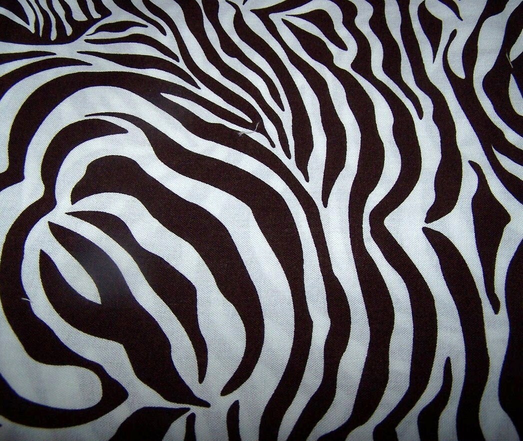 Dark Brown and White Zebra Cotton Fabric 1 yard
