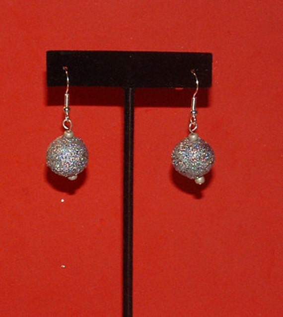 Silver Ball Glitter Earrings
