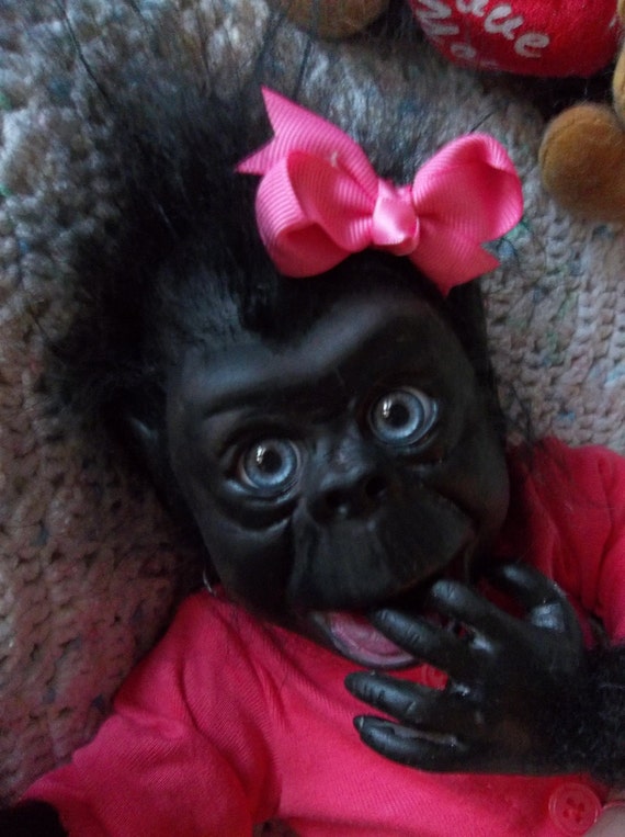 Reborn Ooak Art Monkey Ape Gorilla Baby girl Lifelike doll