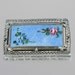 Art Deco brooch pin Guilloche enamel Forget Me Not rhodium filigree