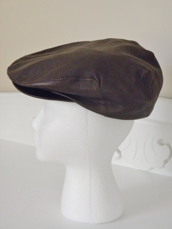Vintage Newsboy Hat London Fog Brown Leather Cabbie