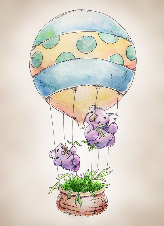 Hot Air Balloon Koala print 8x10