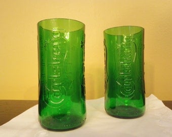 Carlsberg Recycled Emerald Beer Bottle Glasses - Set of 2