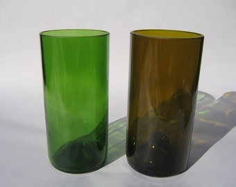 Tall Recycled Wine Bottle Glasses - Set of 2