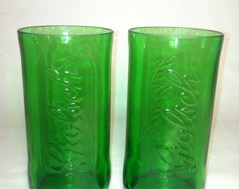 Grolsch Recycled Emerald Beer Bottle Glasses - Set of 2