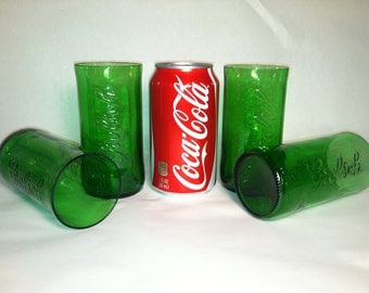 Grolsch Recycled Emerald Beer Bottle Glasses - Set of 4