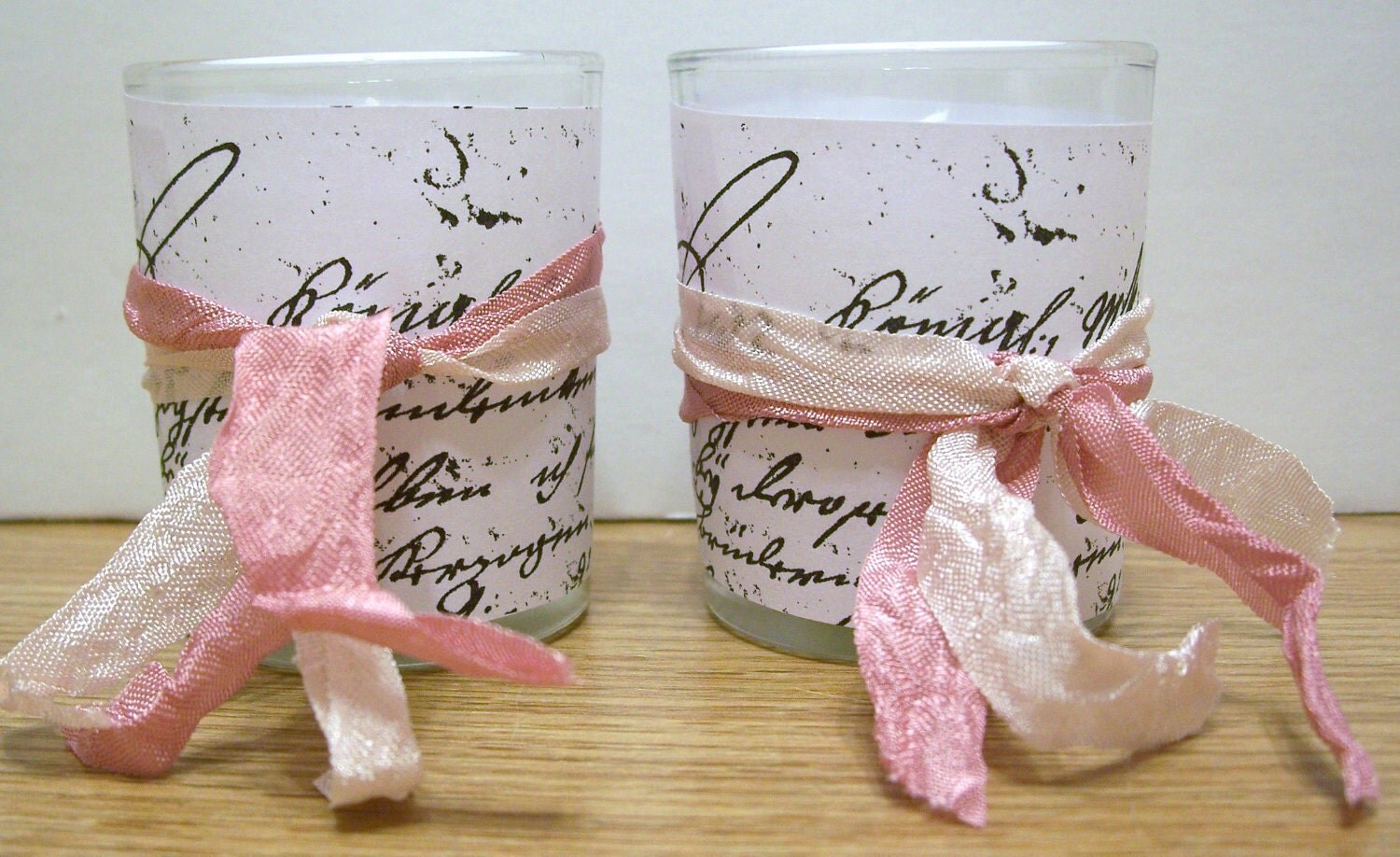 Two Votive Candles French Letter Crinkled by SimpleJoysDecor