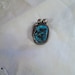 Vtg Navajo Turquoise Chunky Pendant, Southwestern, Black Matrix, Sterling