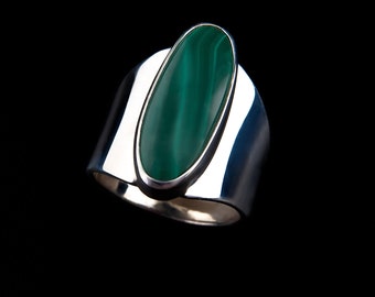 Malachite Ring ~ Gorgeous green stone~ Handcrafted in Colorado~ 48.00~ Sterling Silver-Choose Your Stone!