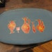 Vintage 1960s Serving Tray Blue Orange Metallic Gold Ancient Vase Urn Greco Roman Motif Apco