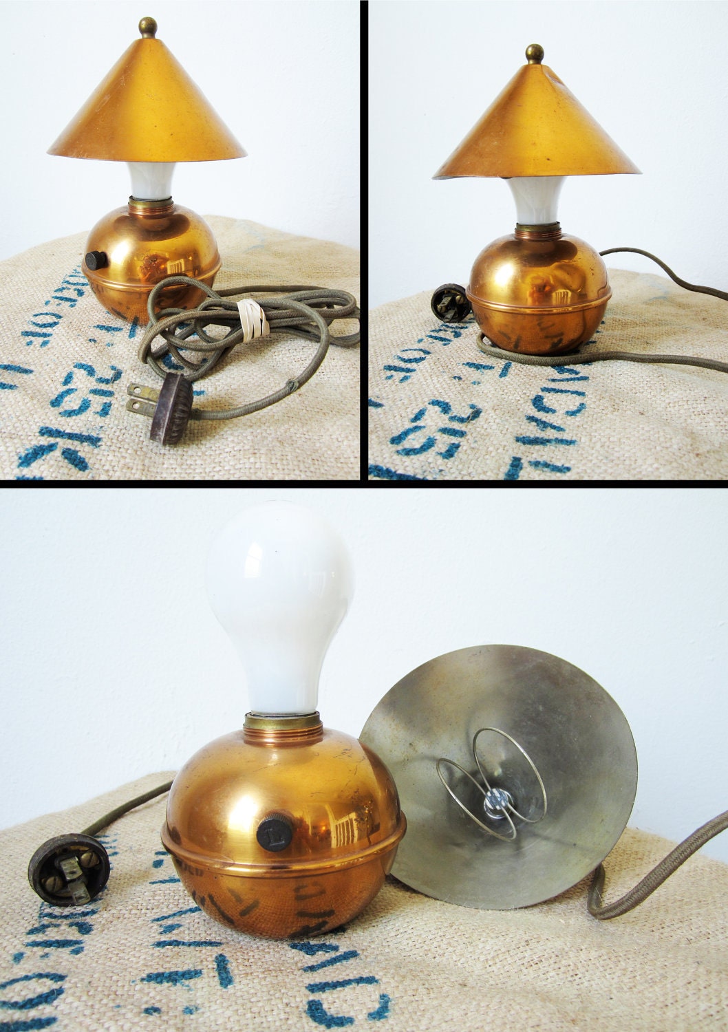 1930s Chase Art Deco Lamp Vintage Copper Antique GE