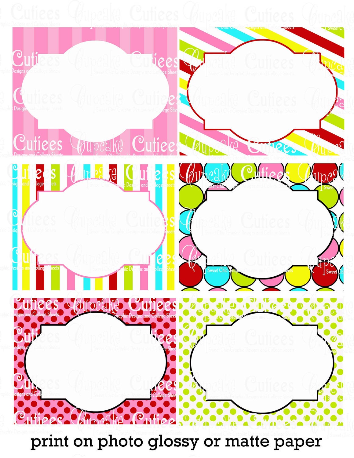 Candy Shop Digital Collage Large LaBeLs by CupcakeCutieesParty