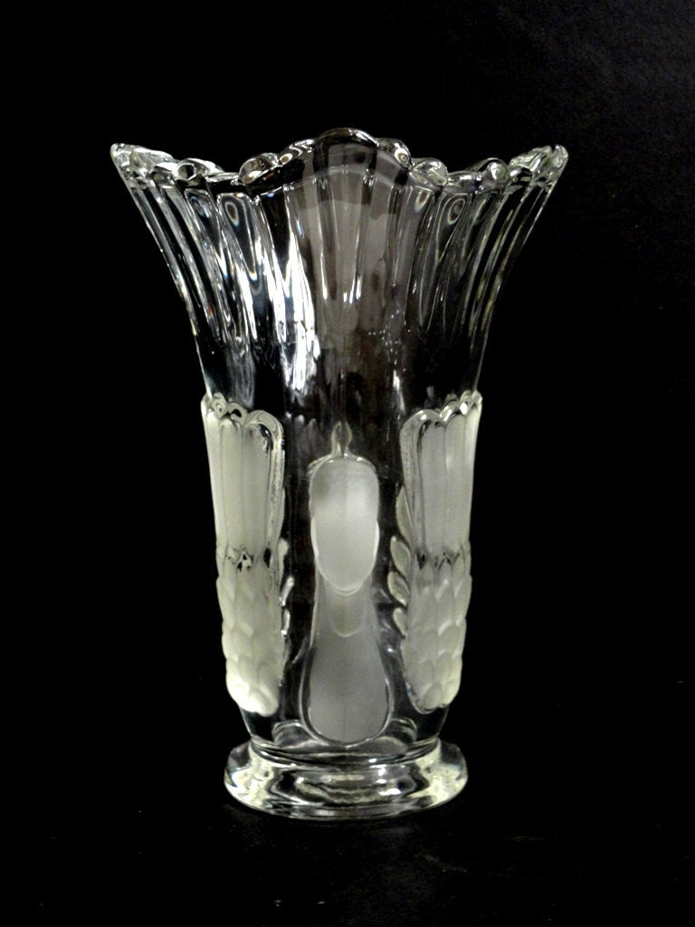 Mikasa Walther Swan Art Deco Crystal and Frosted Glass Vase