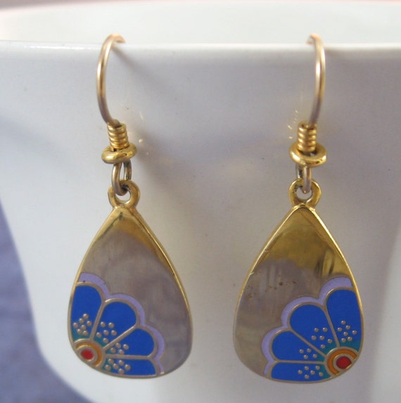 Vintage Laurel Burch Moon Flower Earrings