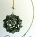 MOTHER'S DAY GIFT Ornament Decor 3D Modular Origami HANDMADe in Green W/Gold Printed on Gold Tone Metal Ornament Stand One Of A Kind