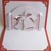 CHRISTMAS Bells in 3D Pop Up Holiday Greeting Card Home Décor Handmade Handcut Origamic Architecture in Festive Red and White One of a kind