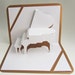 GRAND PIANO 3D Pop Up CARD Origamic Architecture Home Decoration Handmade Handcut in White and Bright Shimmery Gold One Of A Kind