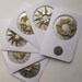 6 CHRISTMAS Cards Contain Detachable ORIGAMI ORNAMENTS Handmade as Stars in Shimmery Metallic Silver and Gold on Textured Silver OOaK