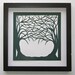 1st ANNIVERSARY GIFT Trees Of Life Silhouette Paper Cut ORIGINAL Design in Forest Green SIGNeD Wall/ Home Décor HANDMADe Framed OOaK