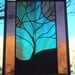 SALE Moonlit Tree Stained Glass Window with Rare Green and Turquoise Bevels romantic
