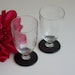 Hold for Chryssa - Vintage Art Deco Cordial Sherry or Juice Glasses - Black foot - Etched with Cross