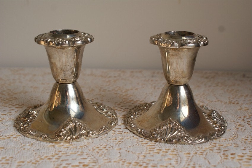 Set of Silver Godinger Candle Holders. Two Candleholders.
