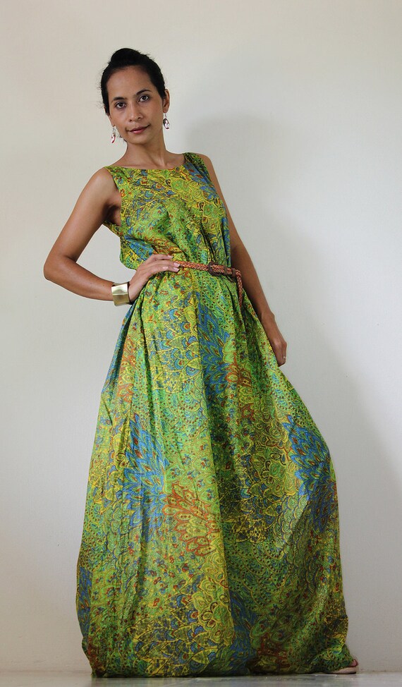 Peacock Maxi Dress Simply Funky Casual Sleevesless by Nuichan