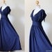 Navy Blue Maxi Dress - Sleeveless or Short Sleeve Cotton Evening Dress : Classy Gorgeous Collection