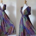 Maxi Dress Peacock print Comfy Sexy Low V-neck long gown : Oriental Secrets Collection