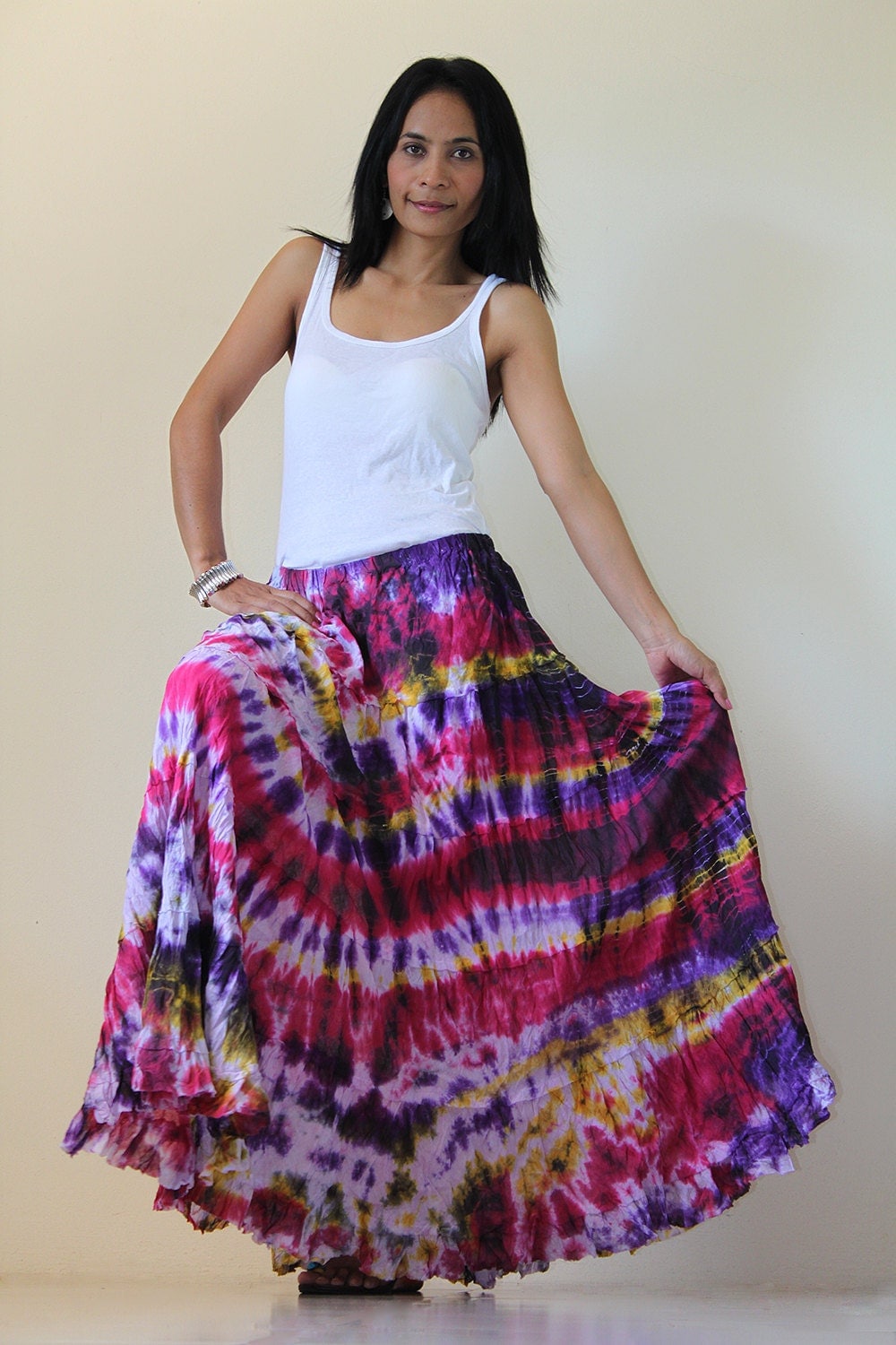 Bohemian Maxi Skirt Hippie Tie Dye Long Skirt