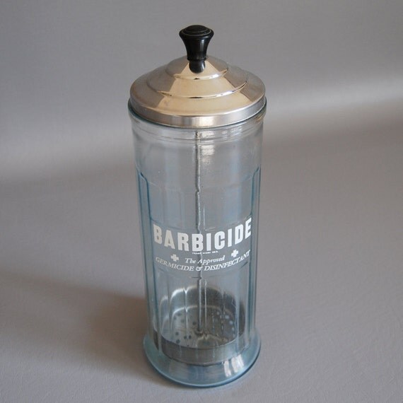 Items similar to Vintage Barbicide Disinfectant Jar on Etsy