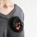 Black crochet brooch- Reserved for Susana- nest organic brooch- seed beads- pink spots- celular geometric
